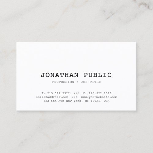 Vintage Classic Look Design Stylish Plain Trendy Business Card