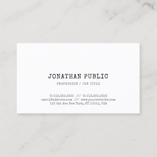 Vintage Classic Look Elite Design Plain Trendy Business Card