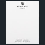 Vintage Classic Look Monogrammed Personalized Chic Letterhead<br><div class="desc">Vintage Classic Look Monogrammed Personalized Elegant Letterhead.</div>