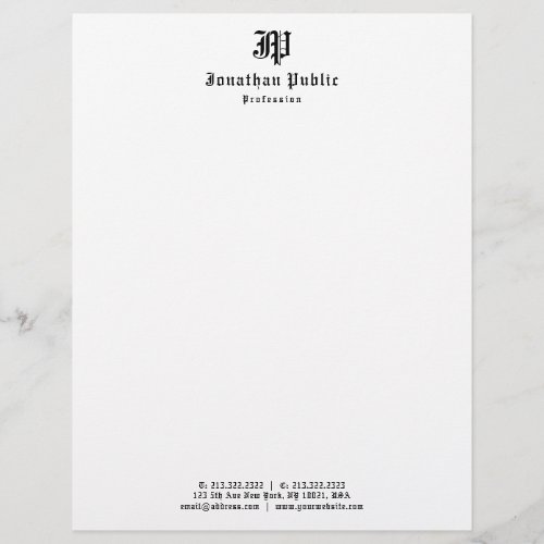 Vintage Classic Look Monogrammed Personalized Chic Letterhead