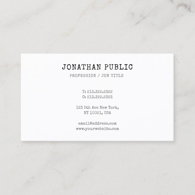 Vintage Classic Look Professional Elegant Template Business Card (Front)