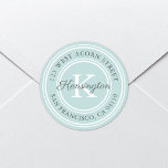 Vintage Classic Monogram | Round Address Label<br><div class="desc">**DESIGN TIP** If your address is not fitting with the semi-circle just click "design within editing tool" and from there your can adjust the font size, spacing, curvature, etc. The background color and text colors can be customized also. This round return address label features a round frame, a single letter...</div>
