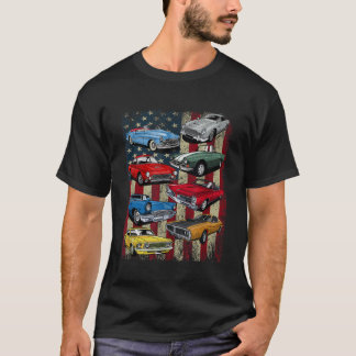 Vintage Classic Muscle Car Retro American Flag Pat T-Shirt
