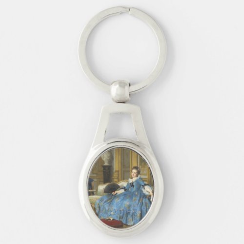 Vintage Classic Painting of Sassy Girl with Fan Keychain
