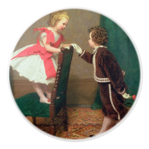 Vintage Classic Painting of Victorian Children Ceramic Knob