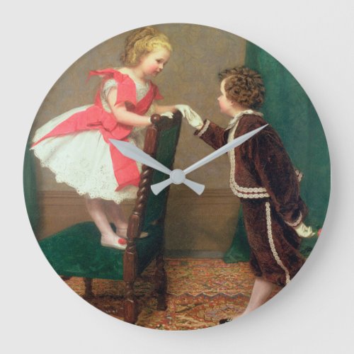 Vintage Classic Painting of Victorian Children Large Clock