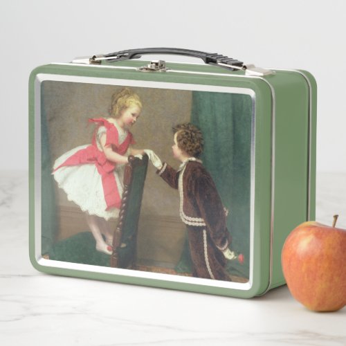 Vintage Classic Painting of Victorian Children Metal Lunch Box