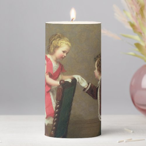 Vintage Classic Painting of Victorian Children Pillar Candle