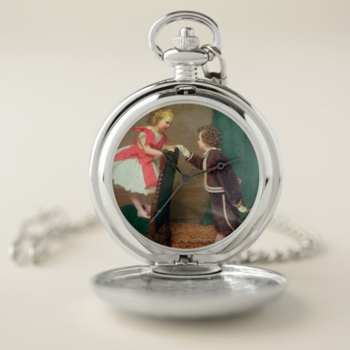 Vintage Classic Painting of Victorian Children Pocket Watch