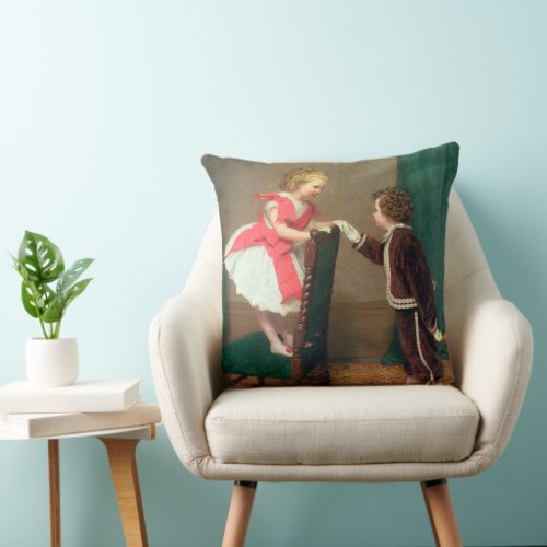 Vintage Classic Painting of Victorian Children Throw Pillow