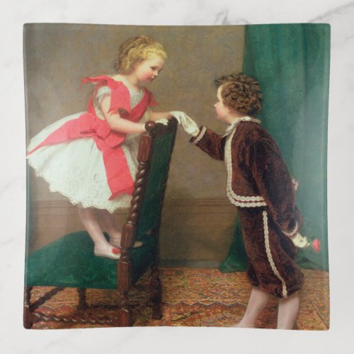 Vintage Classic Painting of Victorian Children Trinket Tray