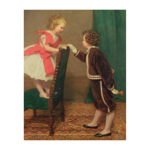 Vintage Classic Painting of Victorian Children Wood Wall Art
