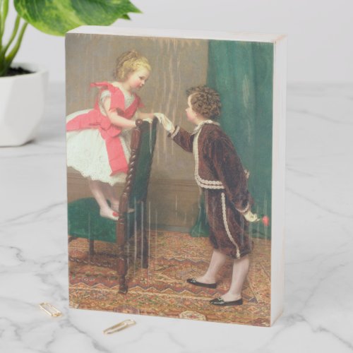 Vintage Classic Painting of Victorian Children Wooden Box Sign