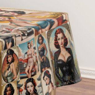 Vintage Classic Pin-up Girls Collection Design Tablecloth
