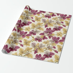 Vintage Classic Purple Beige Orchid Flora Wrapping Paper