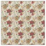 Vintage Classic Red &amp; Gold Poinsettia Floral Fabric