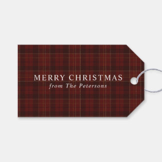 Vintage Classic Red Plaid Christmas Gift Tags
