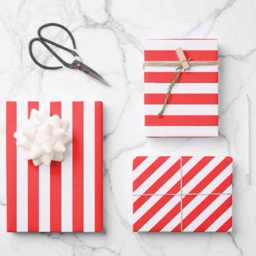 Vintage Classic Red  White Stripes Wrapping Paper Sheets