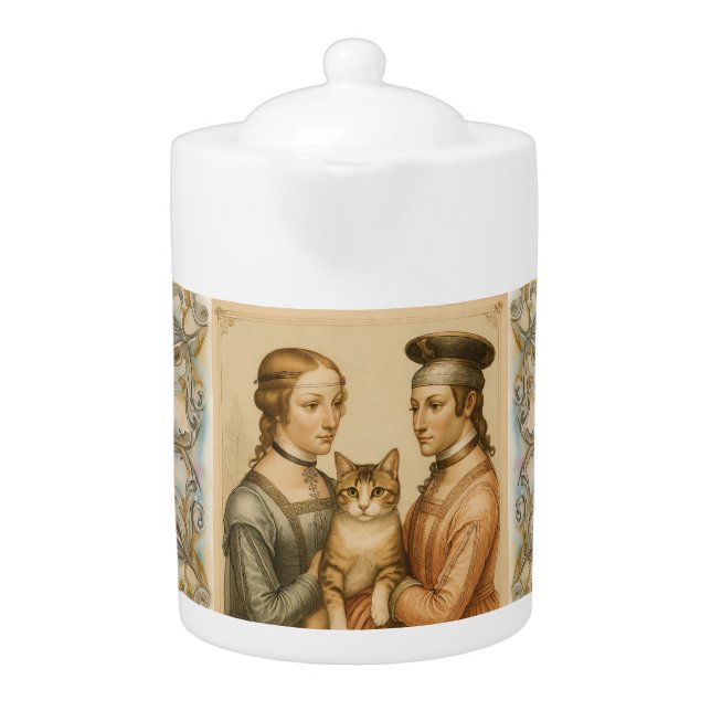 Vintage, Classic,  Royal Couple and Cat Teapot (Front)