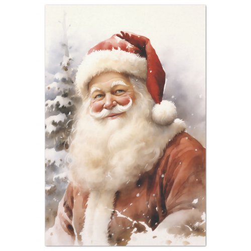 Vintage classic Santa Claus smiling in forest Tissue Paper