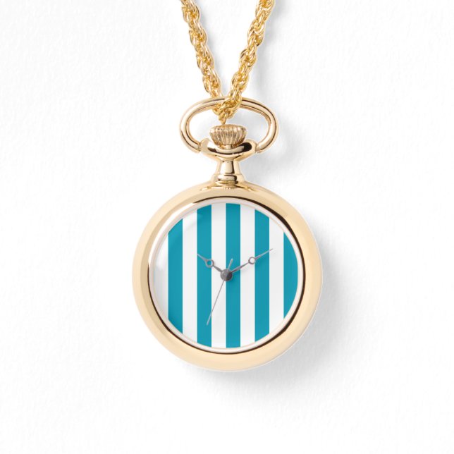 Vintage Classic Sea ​​Green & White Stripes Watch (Front)