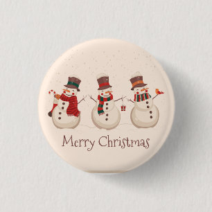 Vintage Classic Snowmen Christmas Pin Button