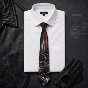 Vintage Classic Sports Car Charcoal Men's Neck Tie