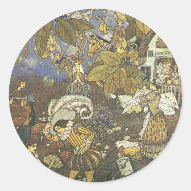 Vintage Classic Storybook Characters, Edmund Dulac Round Sticker (Front)
