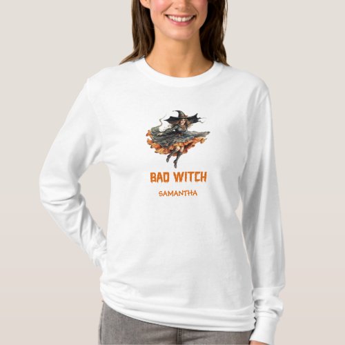 Vintage classic tradition Halloween bad witch T_Shirt