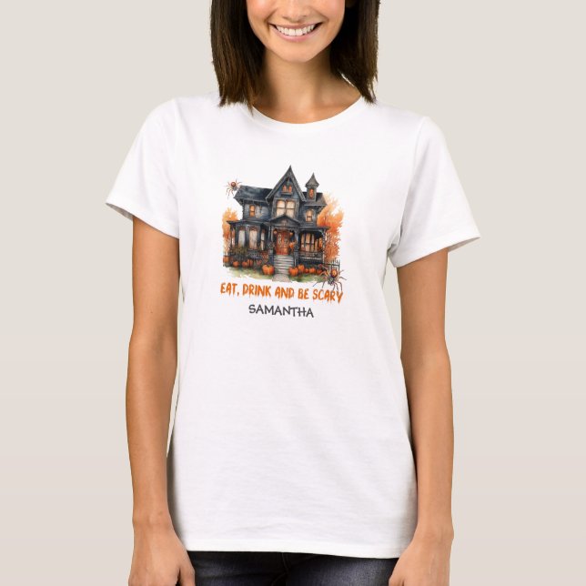 Vintage classic tradition Halloween haunted house T-Shirt (Front)