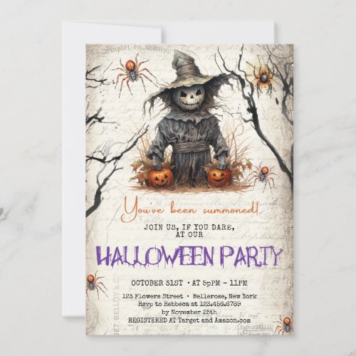 Vintage classic tradition Halloween scarecrow Invitation