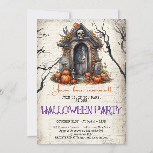 Vintage classic tradition scary Halloween house Invitation (Front)