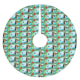 Vintage classic trailer caravan Thunder_Cove Brushed Polyester Tree Skirt