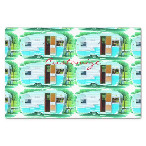 Vintage classic trailer caravan Thunder_Cove Tissue Paper