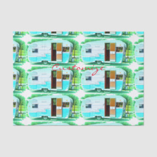 Vintage classic trailer caravan Thunder_Cove Tissue Paper