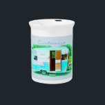 Vintage classic trailer gypsy caravan beverage pitcher<br><div class="desc">personalize by changing to your name,  retro vintage travel trailer design on any color background</div>