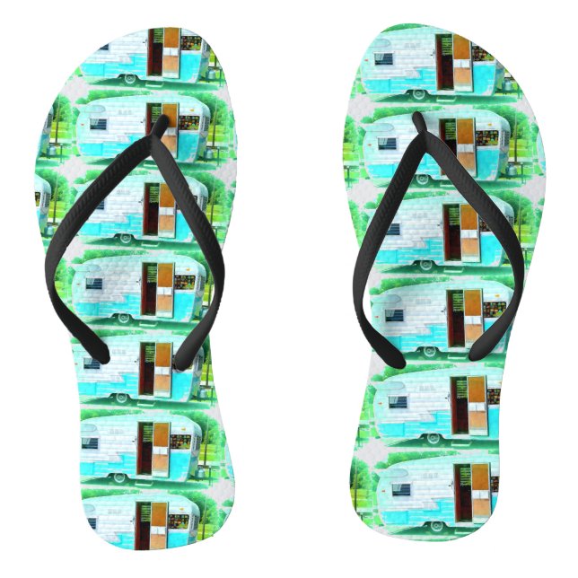 Vintage classic trailer gypsy caravan flip flops (Footbed)