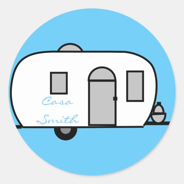 Vintage classic trailer rounded caravan classic round sticker (Front)