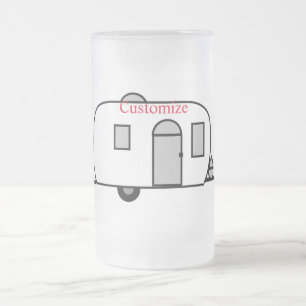 Vintage classic trailer rounded caravan frosted glass beer mug
