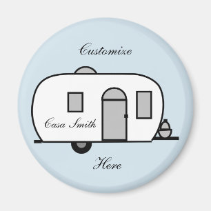Vintage classic trailer rounded caravan magnet