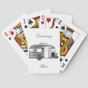 Vintage classic trailer rounded caravan playing ca poker cards