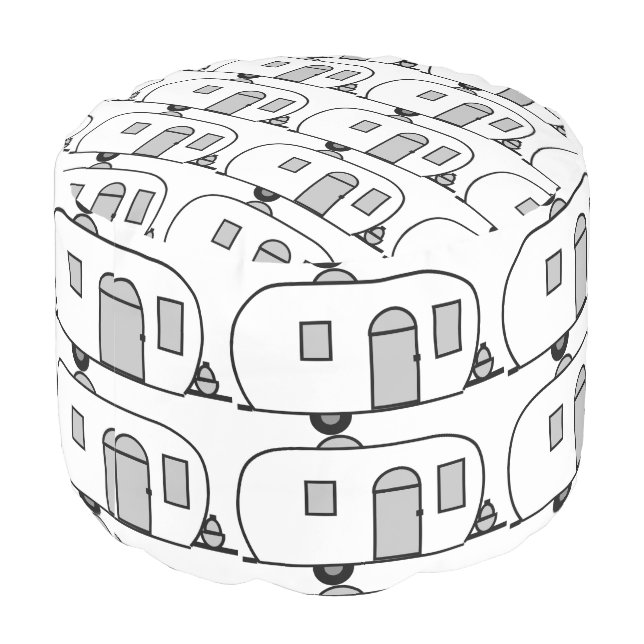 Vintage classic trailer rounded caravan pouf (Angled Back)