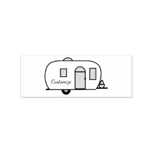 Vintage classic trailer rounded caravan rubber stamp