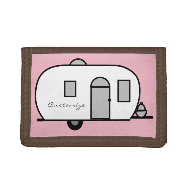 Vintage classic trailer rounded caravan trifold wallet (Front)