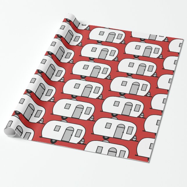 Vintage classic trailer rounded caravan wrapping paper (Unrolled)