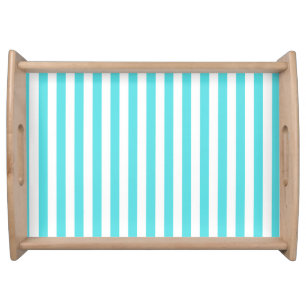 Vintage Classic Turquoise & White Stripes Serving Tray