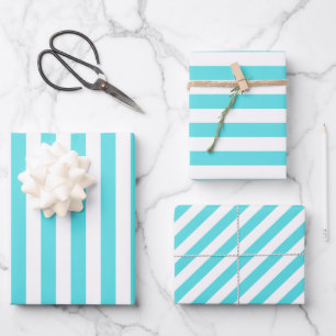 Vintage Classic Turquoise & White Stripes Wrapping Paper Sheets