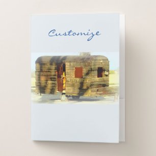 Vintage classic weathered wood caravan pocket folder