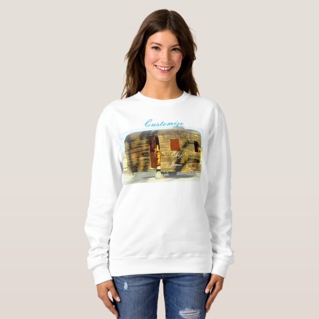 Vintage classic weathered wood caravan sweatshirt (Front Full)