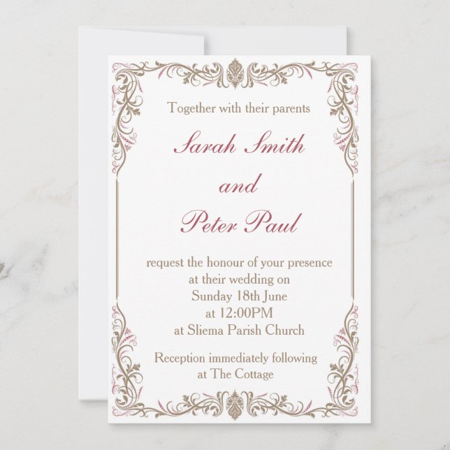 Vintage/Classic Wedding Invitation (Front)